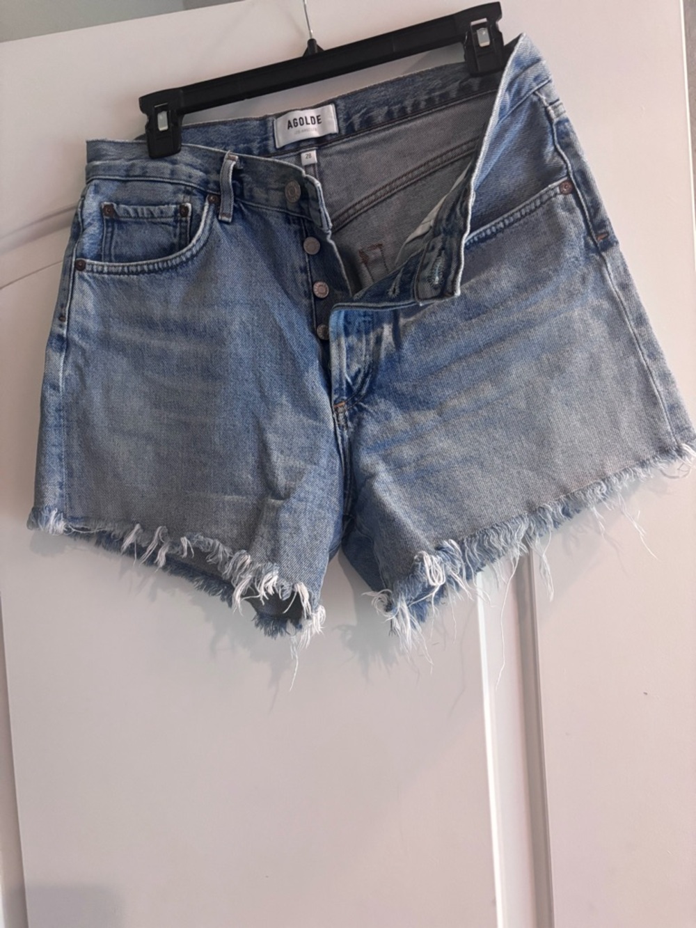 AGOLDE Women's Light Blue Denim Cutoff Shorts
